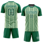 Custom Kelly Green Pea Green-White Ethnic Stripes Sublimation Soccer Uniform Jersey photo 2