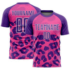 Custom Pink Purple-White Animal Print Sublimation Soccer Uniform Jersey photo 1