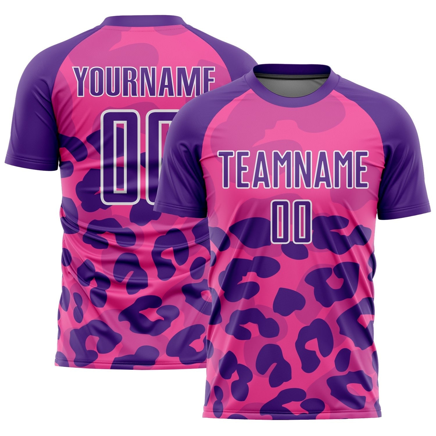 Custom Pink Purple-White Animal Print Sublimation Soccer Uniform Jersey photo 1