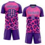Custom Pink Purple-White Animal Print Sublimation Soccer Uniform Jersey photo 2