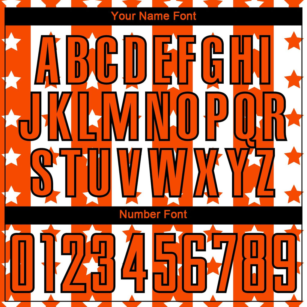 Custom Orange Black-White Stars And Stripes Sublimation Soccer Uniform Jersey photo 5
