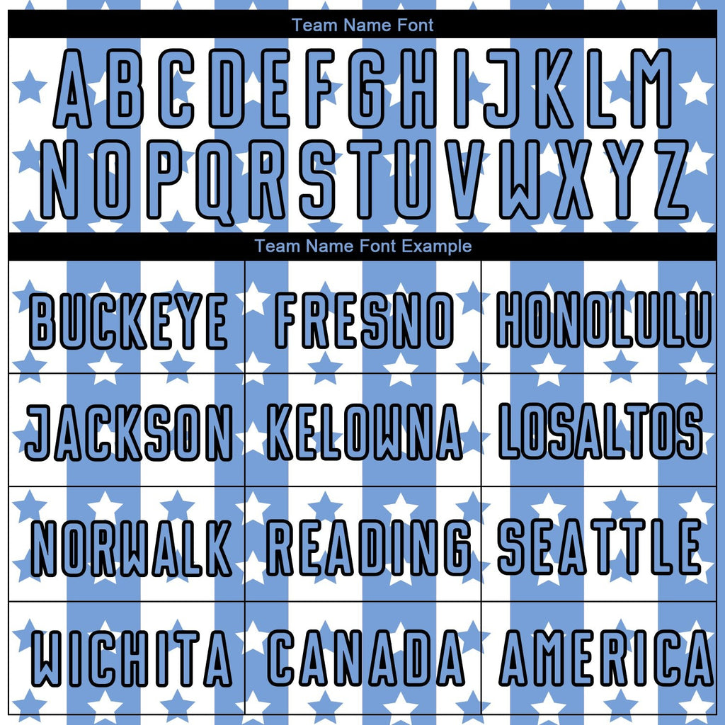 Custom Light Blue Black-White Stars And Stripes Sublimation Soccer Uniform Jersey photo 4