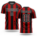Custom Red Black-White Stars And Stripes Sublimation Soccer Uniform Jersey