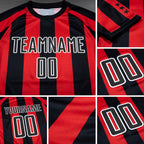 Custom Red Black-White Stars And Stripes Sublimation Soccer Uniform Jersey detail