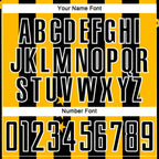 Custom Gold Black-White Stars And Stripes Sublimation Soccer Uniform Jersey photo 5