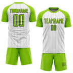 Custom White Neon Green-Black Pinstripe Sublimation Soccer Uniform Jersey photo 2