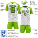 Custom White Neon Green-Black Pinstripe Sublimation Soccer Uniform Jersey photo 4