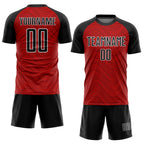 Custom Red Black-White Wavy Lines Sublimation Soccer Uniform Jersey photo 2