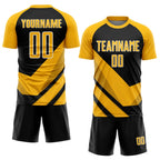 Custom Gold Black-White Arrow Shapes Sublimation Soccer Uniform Jersey photo 2