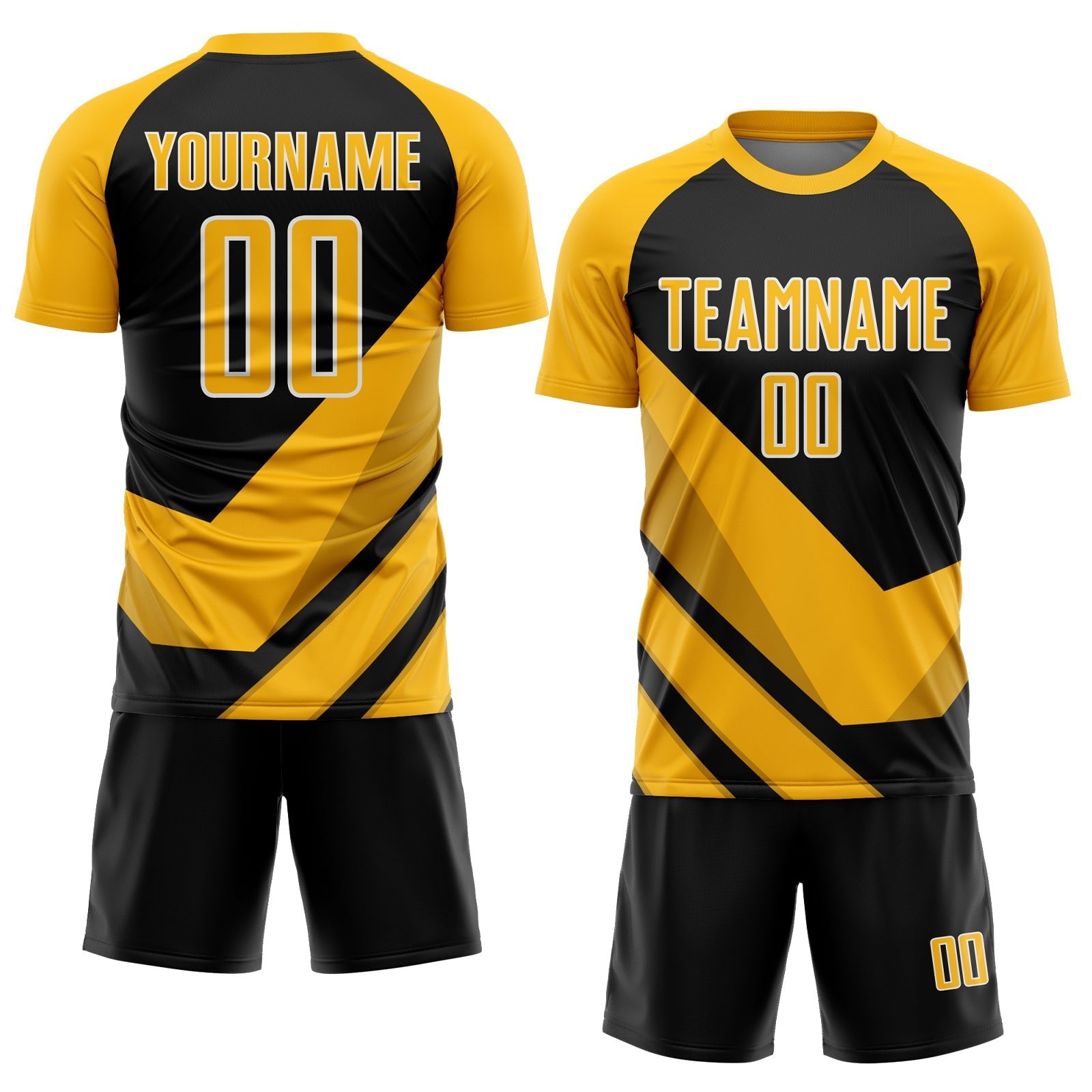 Custom Gold Black-White Arrow Shapes Sublimation Soccer Uniform Jersey photo 2