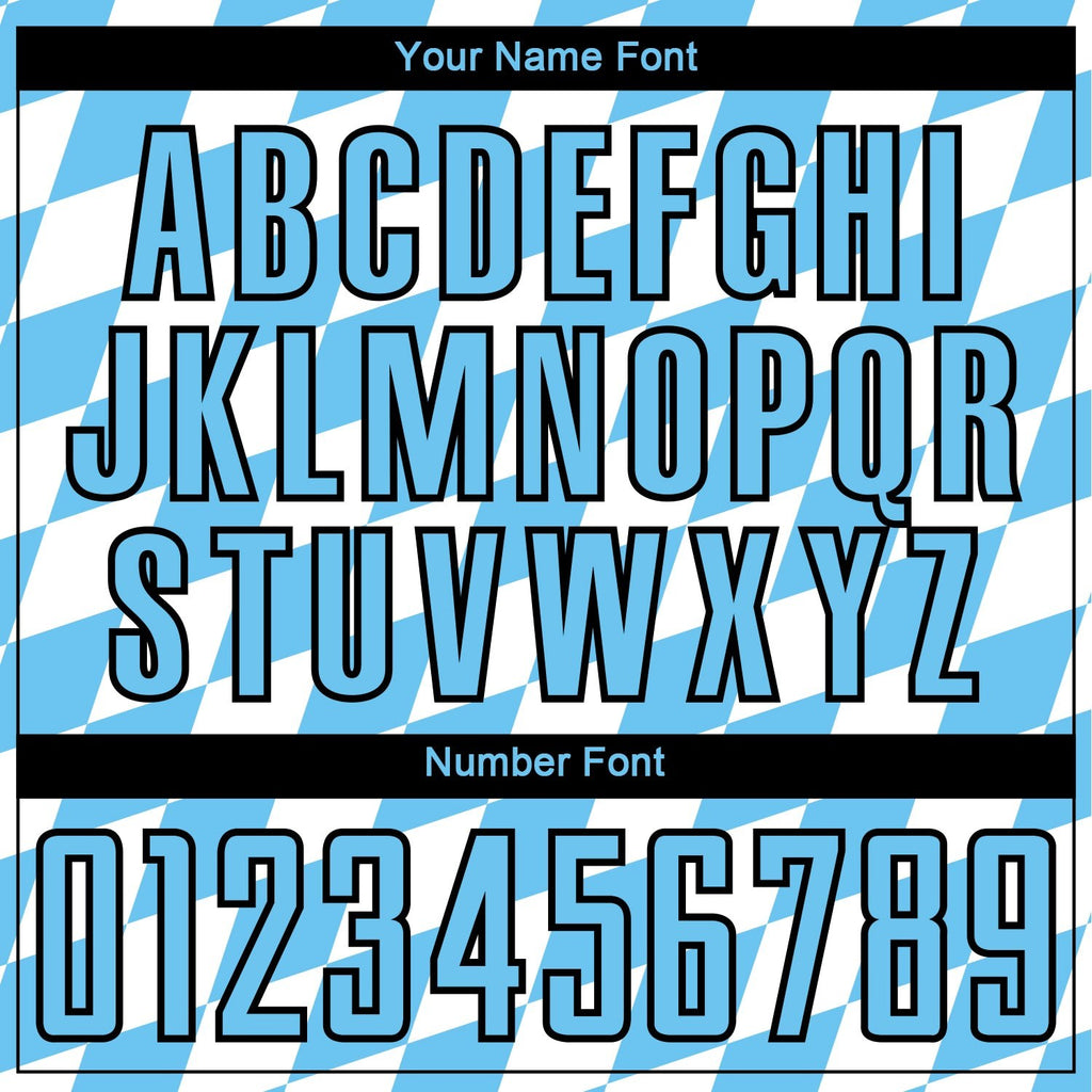 Custom White Sky Blue-Black Bavarian Flag Sublimation Soccer Uniform Jersey photo 5