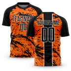 Custom Bay Orange Black-White Abstract Fluid Sublimation Soccer Uniform Jersey