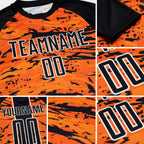 Custom Bay Orange Black-White Abstract Fluid Sublimation Soccer Uniform Jersey detail