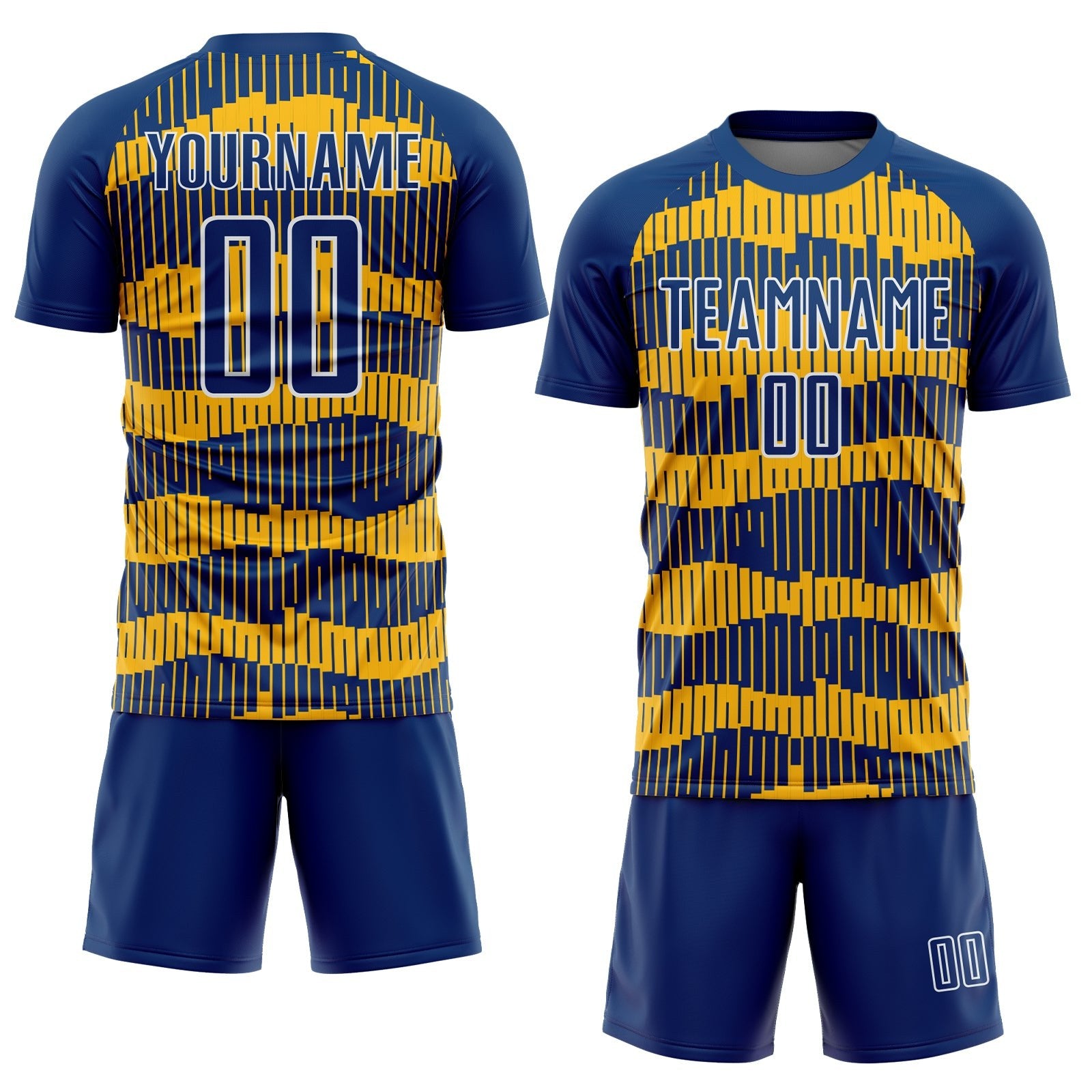 Custom Royal Gold-White Pinstripe Sublimation Soccer Uniform Jersey photo 2