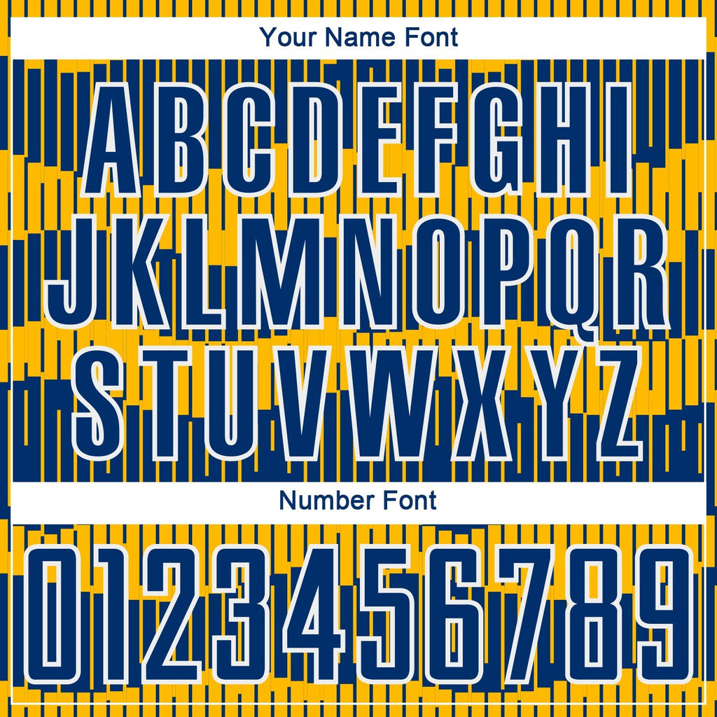 Custom Royal Gold-White Pinstripe Sublimation Soccer Uniform Jersey photo 5