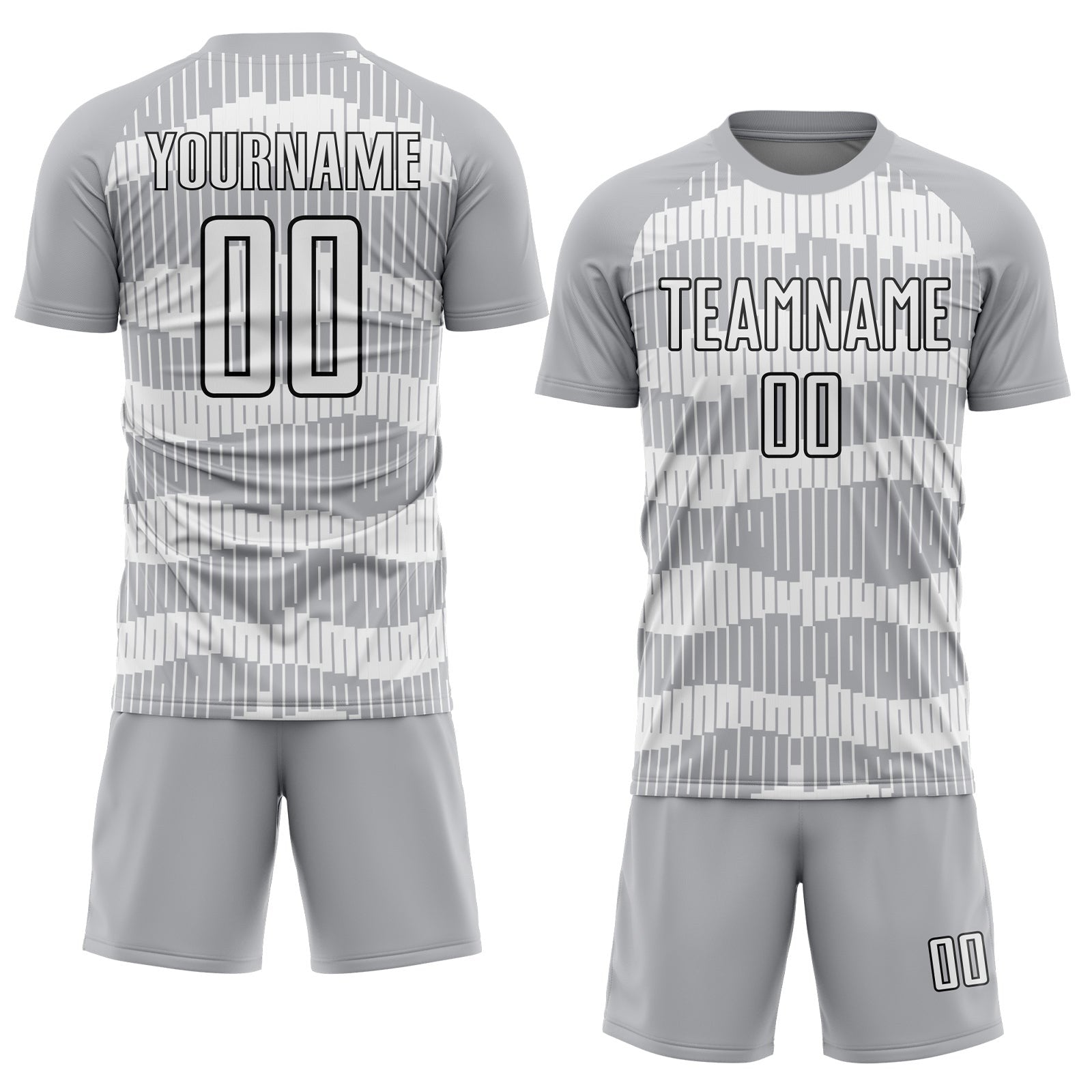 Custom Gray White-Black Pinstripe Sublimation Soccer Uniform Jersey photo 2