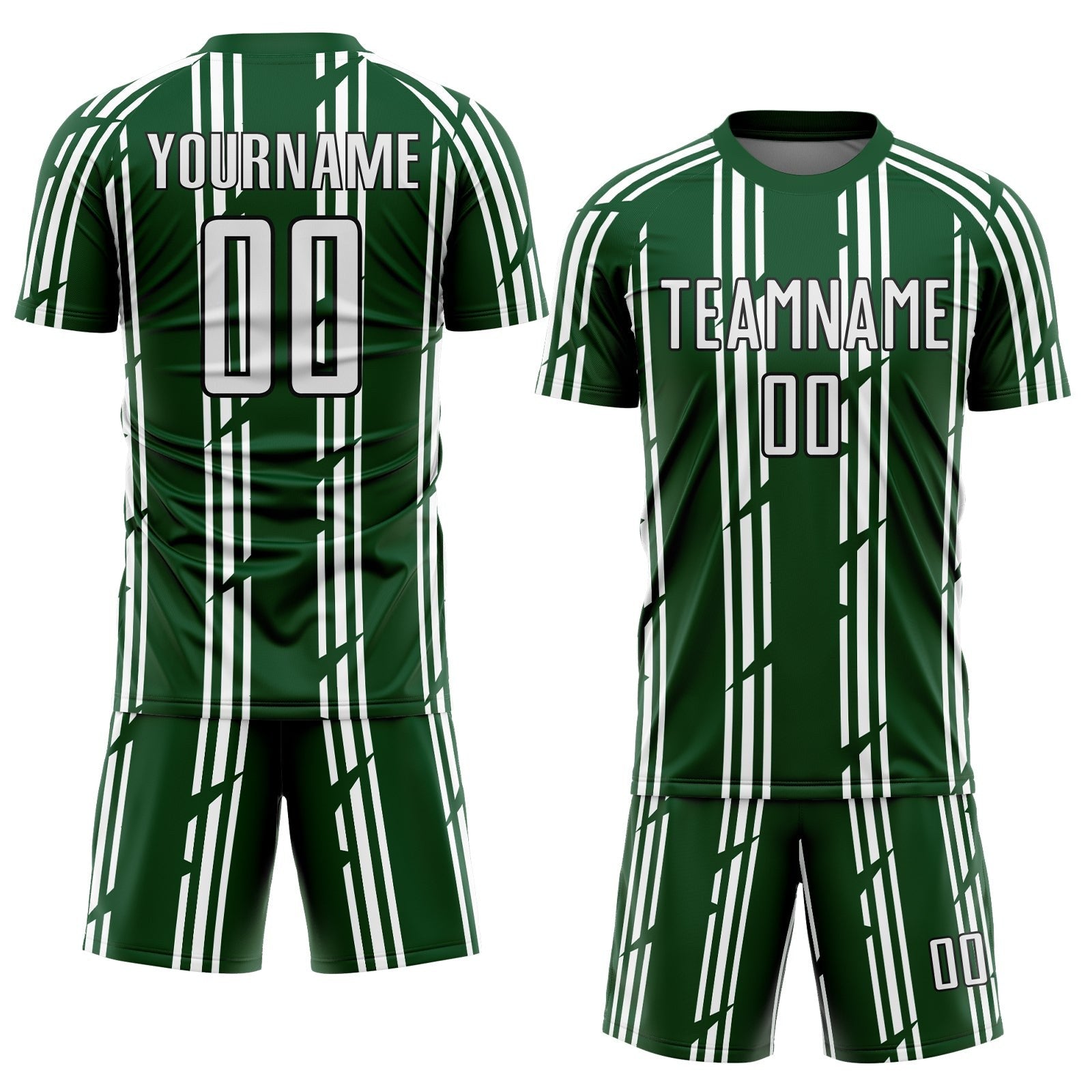 Custom Green White-Black Pinstripe Sublimation Soccer Uniform Jersey photo 2