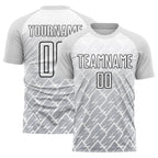 Custom White Gray-Black Lightning Sublimation Soccer Uniform Jersey photo 1