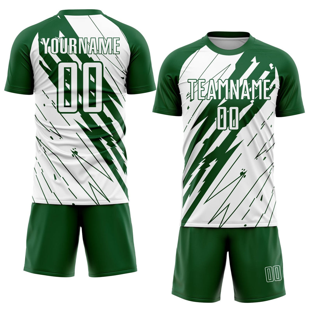 Custom Kelly Green White Sublimation Soccer Uniform Jersey photo 2