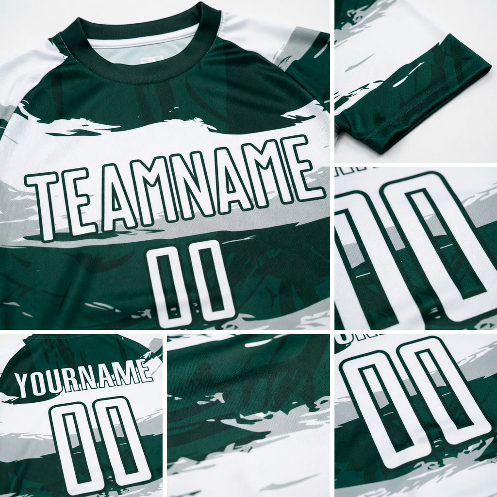 Custom Green White Sublimation Soccer Uniform Jersey detail