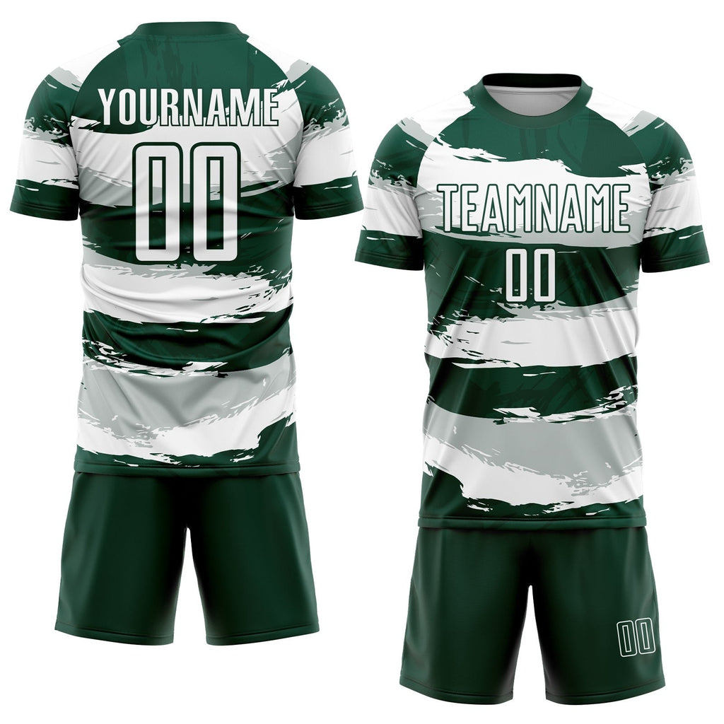 Custom Green White Sublimation Soccer Uniform Jersey photo 2