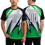 Custom Black White-Aurora Green Sublimation Soccer Uniform Jersey worn front and back