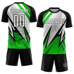 Custom Black White-Aurora Green Sublimation Soccer Uniform Jersey photo 2