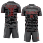 Custom Steel Gray Red Sublimation Soccer Uniform Jersey photo 2