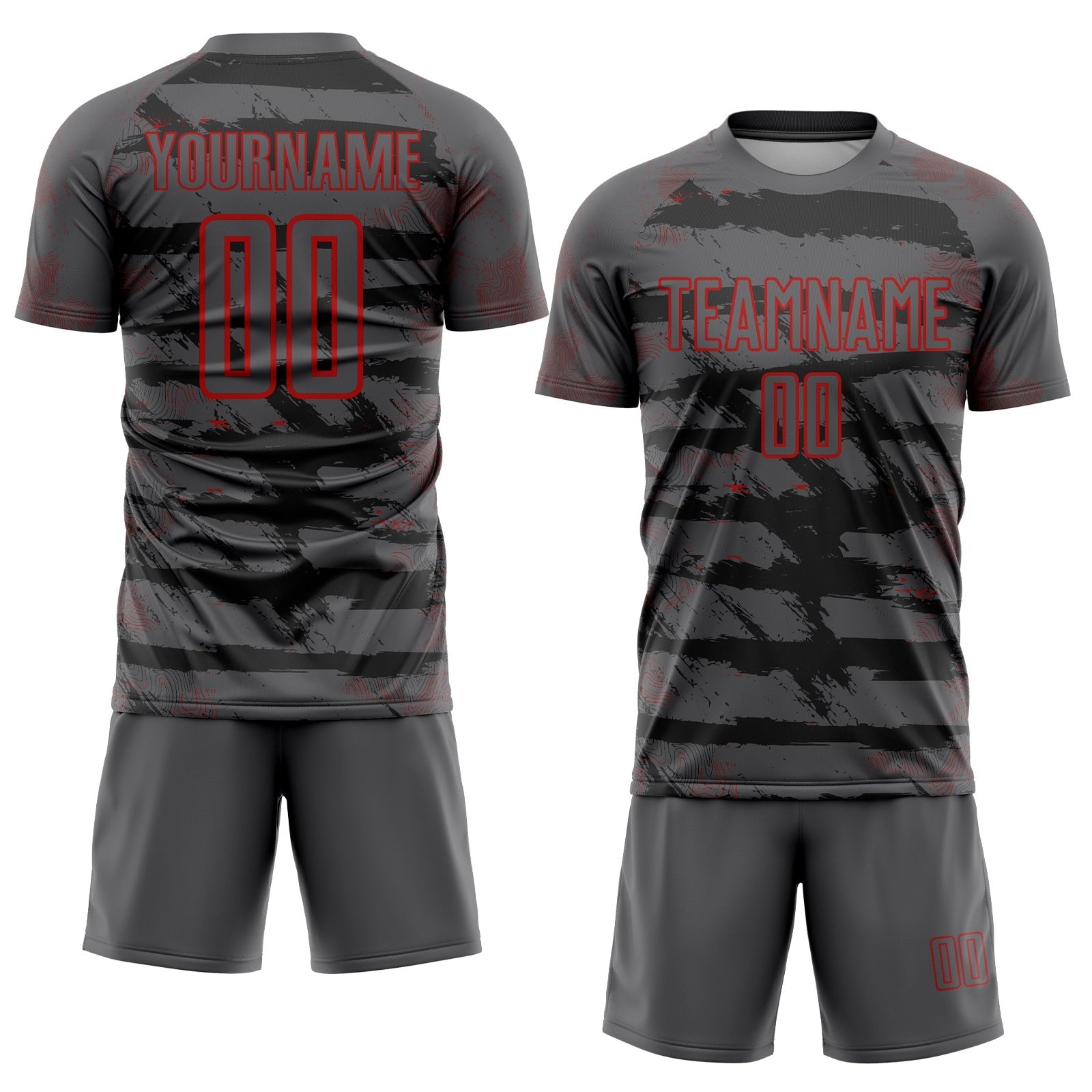 Custom Steel Gray Red Sublimation Soccer Uniform Jersey photo 2