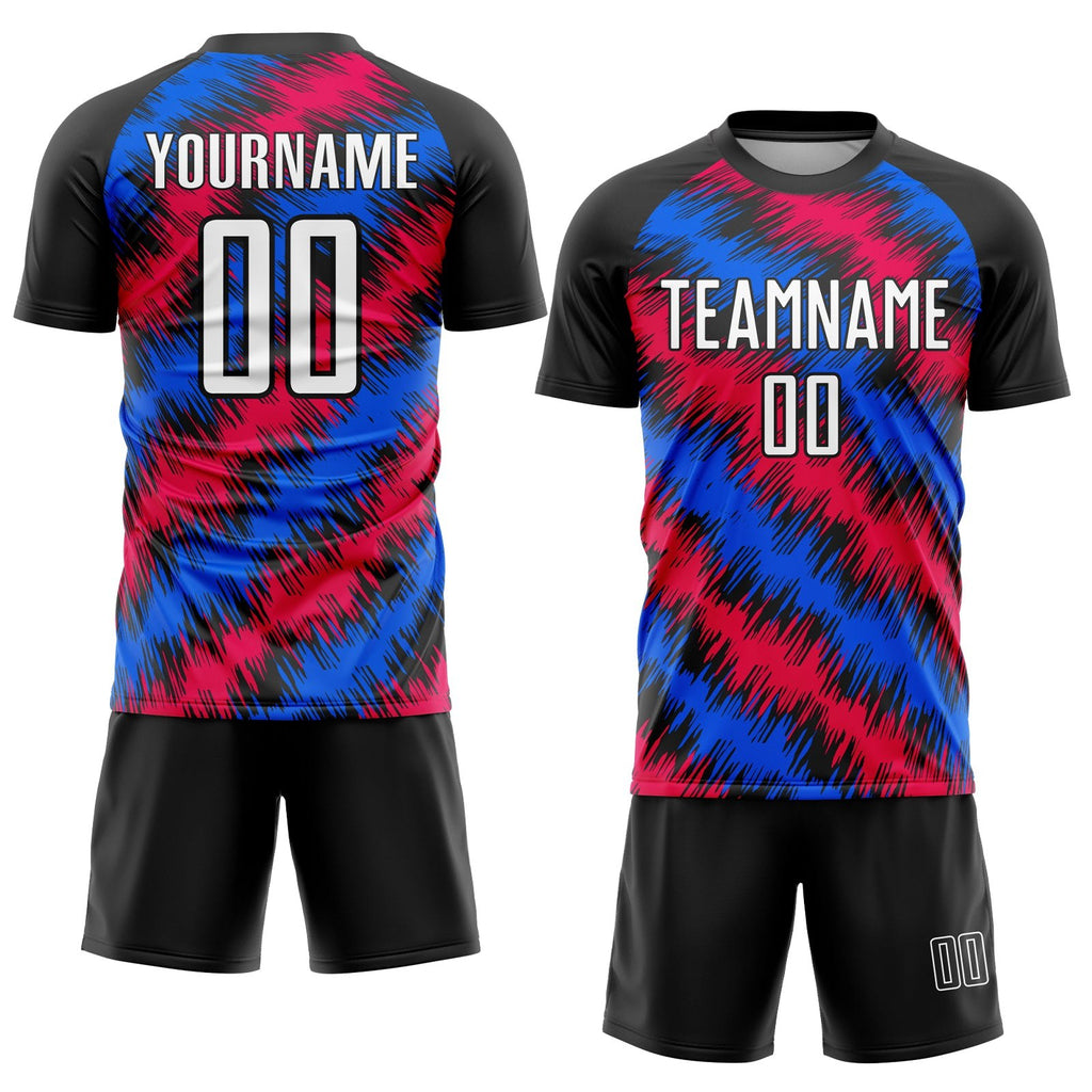 Custom Black Red-Royal Sublimation Soccer Uniform Jersey photo 2