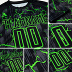 Custom Black Neon Green Lightning Sublimation Soccer Uniform Jersey detail