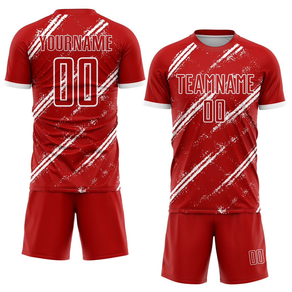 Custom Red White Sublimation Soccer Uniform Jersey photo 2
