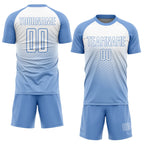 Custom Light Blue White Lines Sublimation Soccer Uniform Jersey photo 2