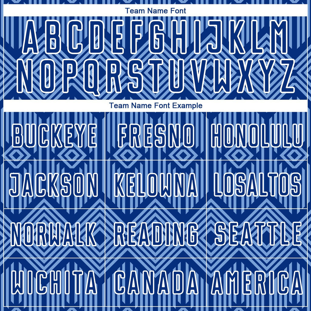 Custom Royal Light Blue-White Abstract Geometric Shapes Sublimation Soccer Uniform Jersey photo 4