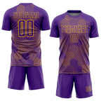 Custom Purple Gold Abstract Hexagon Sublimation Soccer Uniform Jersey photo 2