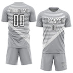 Custom Gray White-Black Stripes Sublimation Soccer Uniform Jersey photo 2
