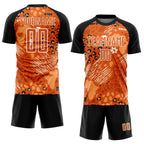 Custom Orange Bay Orange-Black African Pattern Sublimation Soccer Uniform Jersey photo 2