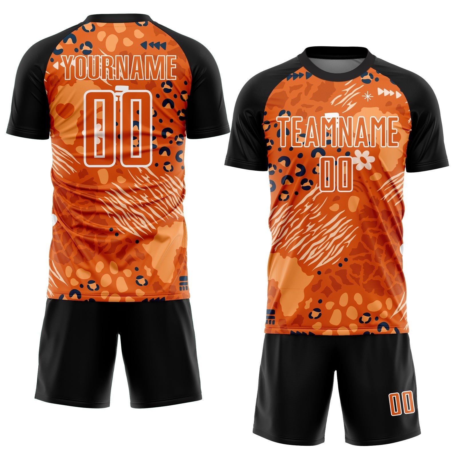 Custom Orange Bay Orange-Black African Pattern Sublimation Soccer Uniform Jersey photo 2