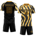 Custom Black Gold Animal Print Sublimation Soccer Uniform Jersey photo 2