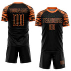 Custom Black Orange Tiger Stripes Sublimation Soccer Uniform Jersey photo 2