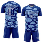 Custom Royal White Cloud Pattern Sublimation Soccer Uniform Jersey photo 2