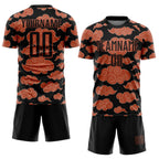 Custom Black Orange Cloud Pattern Sublimation Soccer Uniform Jersey photo 2