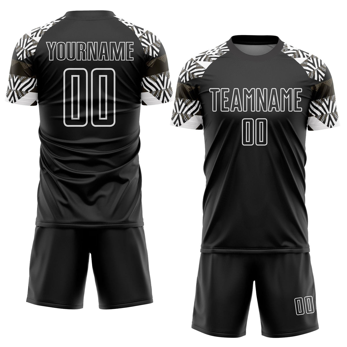 Custom Black White Zebra And Geometric Pattern Sublimation Soccer Uniform Jersey photo 2