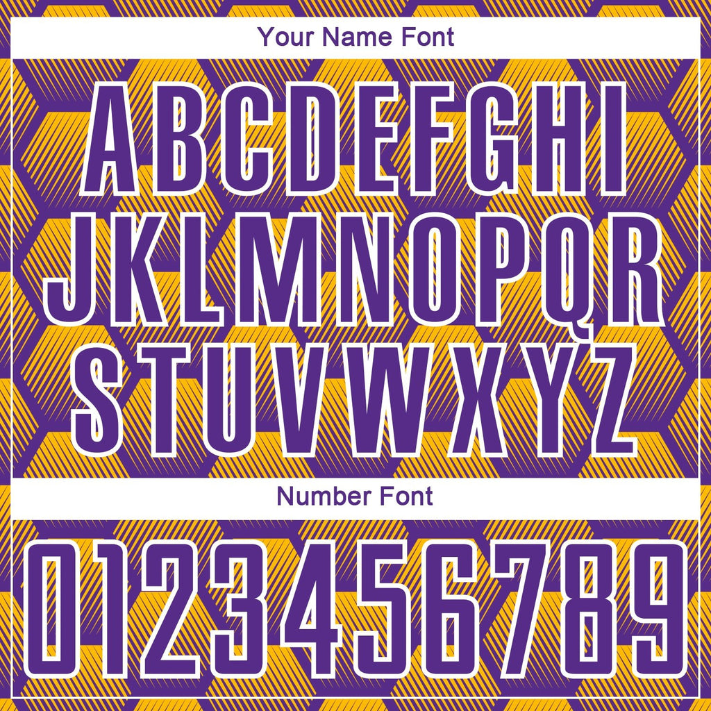 Custom Purple Gold-White Hexagons Pattern Sublimation Soccer Uniform Jersey photo 5