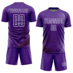 Custom Purple White Geometric Lines Sublimation Soccer Uniform Jersey photo 2
