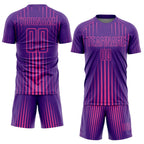 Custom Purple Pink Lines Sublimation Soccer Uniform Jersey photo 2