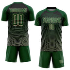 Custom Green Cream-Black Gradient Geometric Lines Sublimation Soccer Uniform Jersey photo 2
