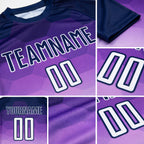 Custom Dark Purple White Gradient Hexagons Pattern Sublimation Soccer Uniform Jersey detail