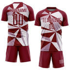 Custom Crimson White Geometric Pattern Sublimation Soccer Uniform Jersey photo 2