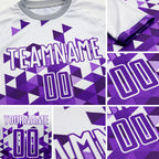 Custom Purple White Geometric Pattern Sublimation Soccer Uniform Jersey detail